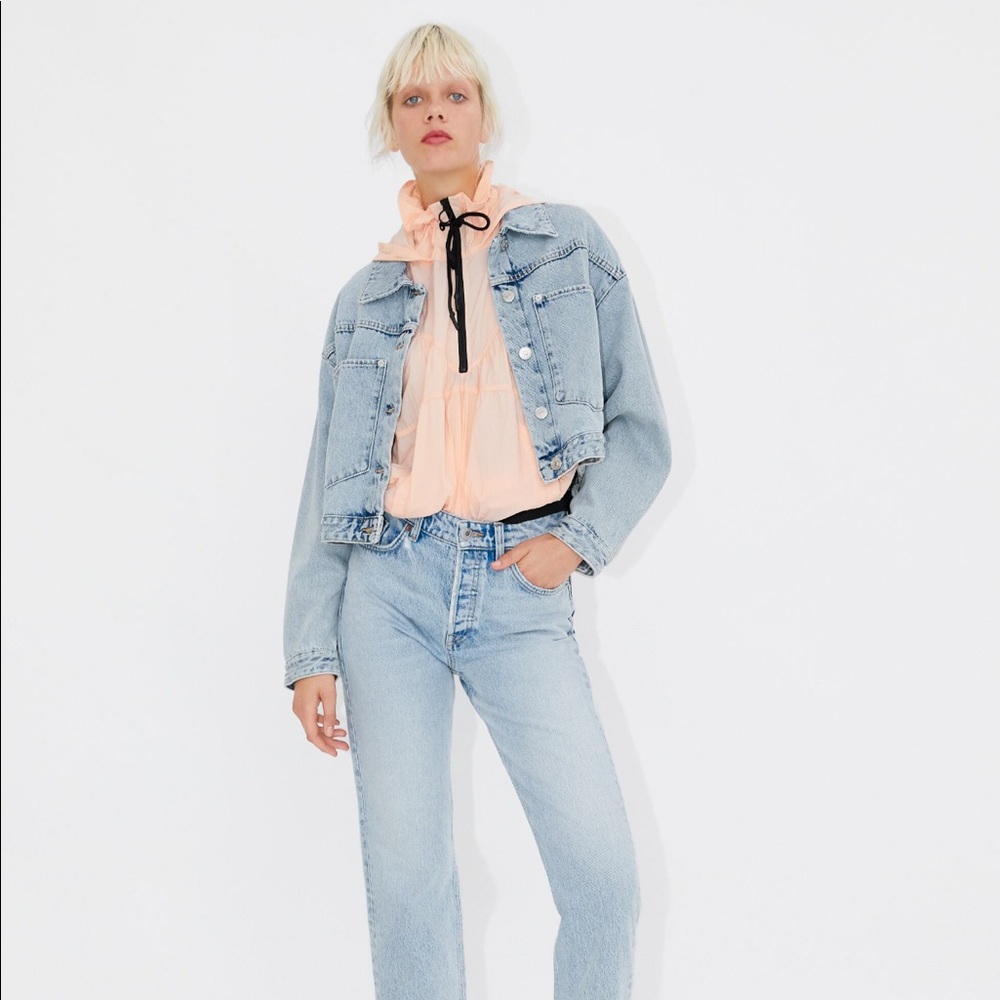 Oversized Cropped Zara Denim Jacket